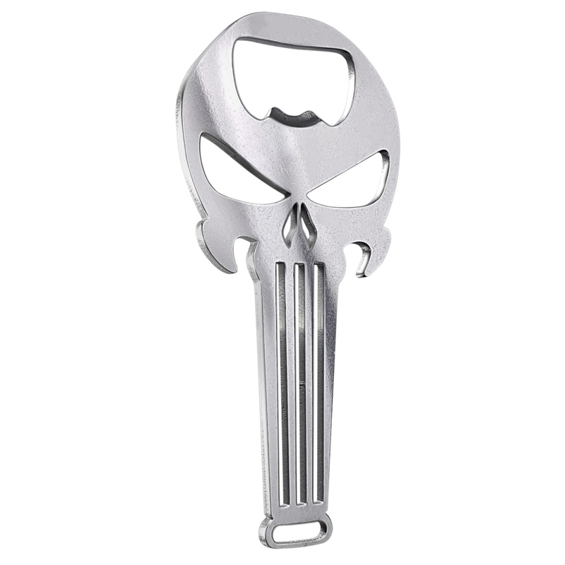 Stainless steel bottle opener - 'Long skull' (silver)