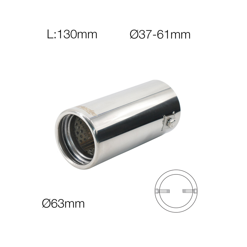 Simoni Racing Exhaust Tip Round Inox - Ø63xL130mm - Installation 37-61mm