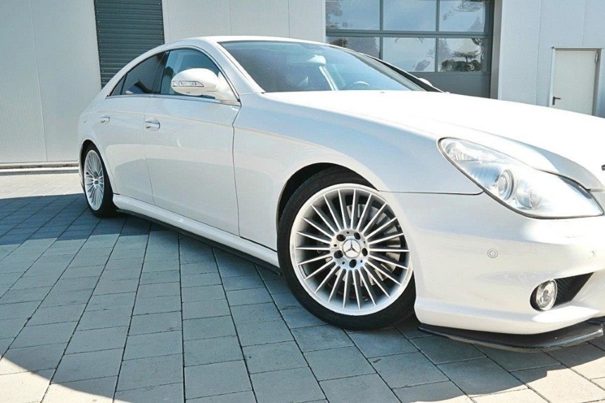 Zijskirts passend voor Mercedes CLS W219 55 AMG Maxton Design glans zwart