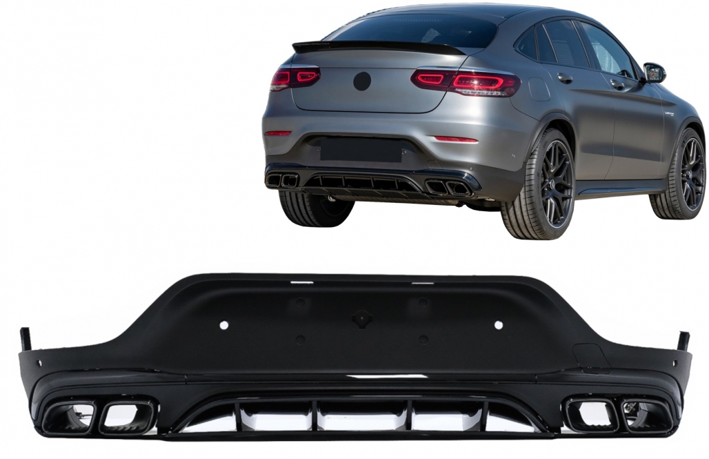 Diffuser passend voor Mercedes GLC C253 (2020-..) Coupe Facelift GLC63 incl. Uitlaat Stukken