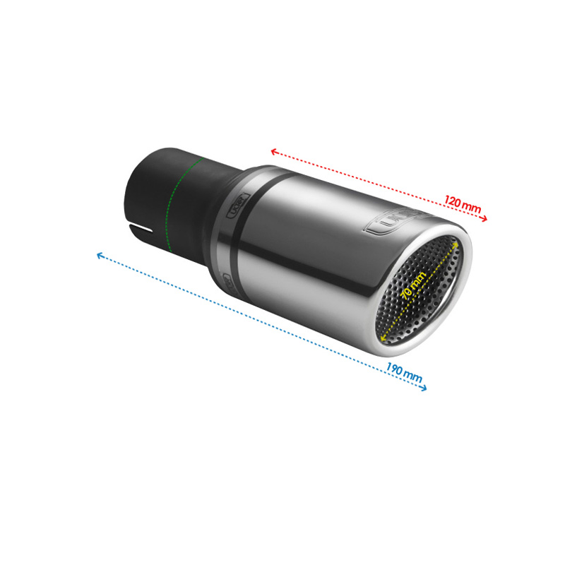 Ulter Sport Exhaust finisher - Round Ø70mm Slanted RS - Length 120mm - Installation ->50mm - Inox