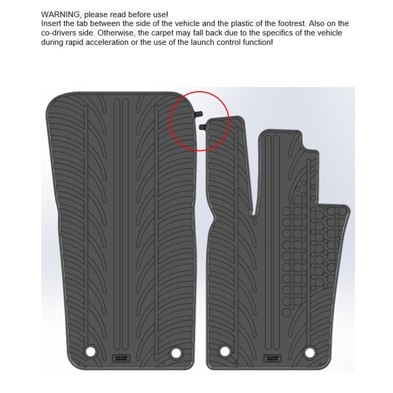 Rubber car mats set  Porsche Panamera GTS (971) Liftback 2016- (T profile 4-pieces + mounting clips)