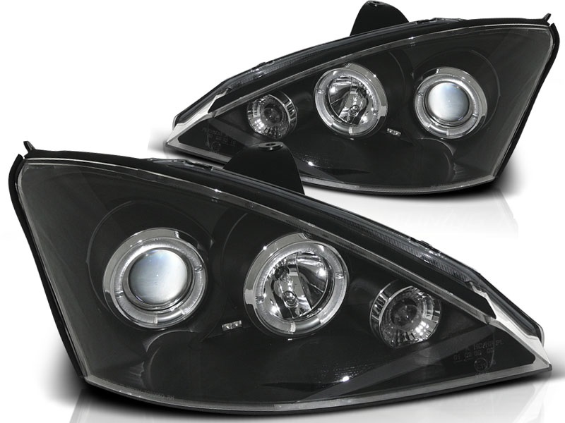 Headlights Ford Focus 01-04 Angel Eyes Black