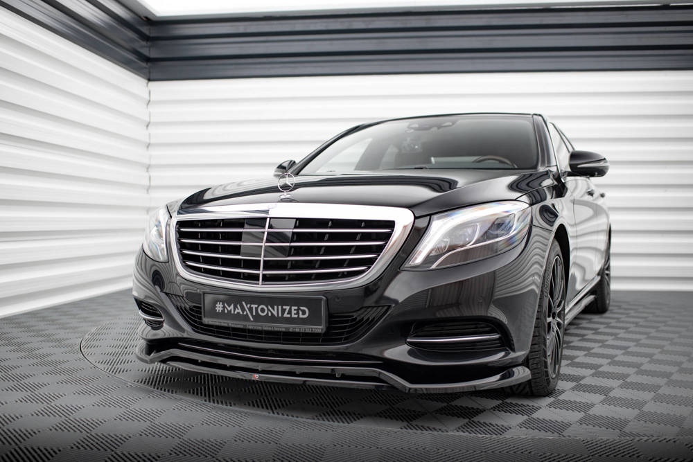 Voorspoiler passend voor Mercedes S klasse W222 Maxton Glans Zwart