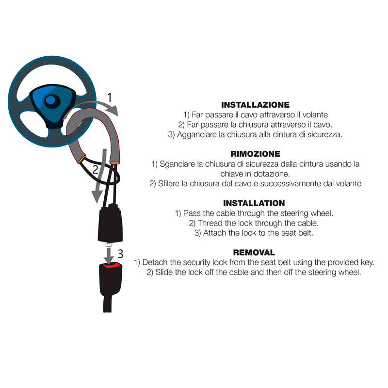 Simoni Racing Steering wheel lock universal, belt-lock