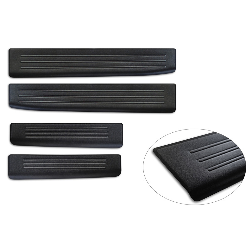 Black Inox door sill protectors  Dacia Duster III 2024- - 'Lines' - 4-pieces