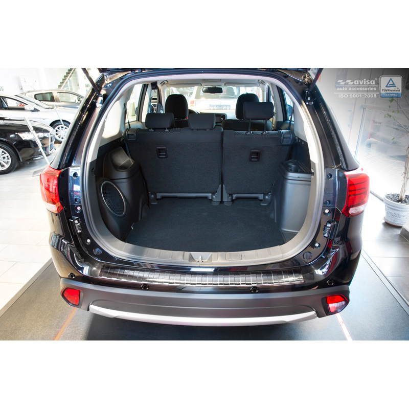 Stainless Steel Rear bumper protector  Mitsubishi Outlander III Facelift 2015- 'Ribs' (with PDC cut out)