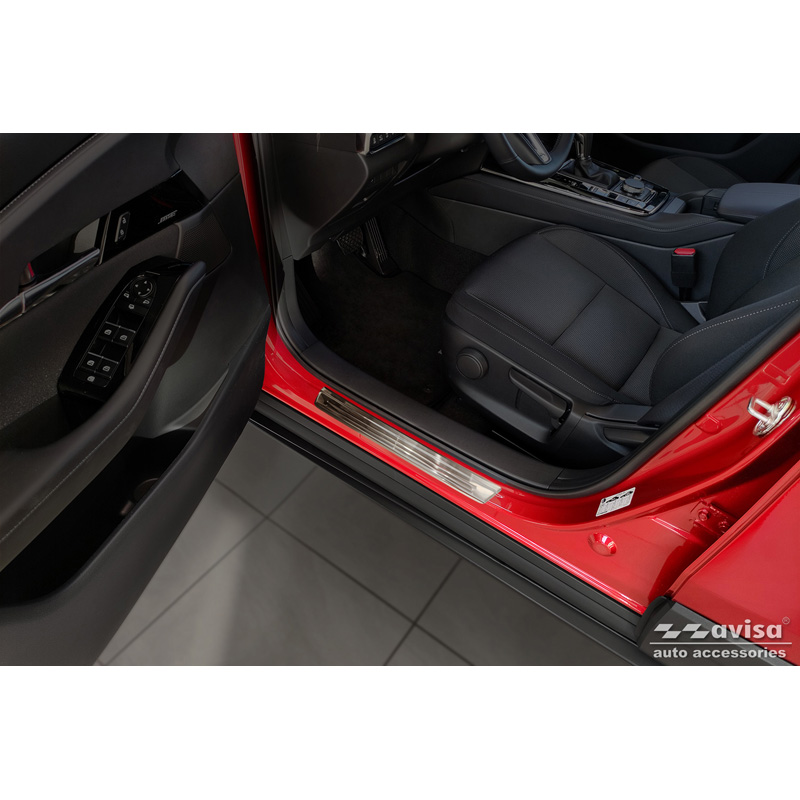 Inox door sill protectors  Mazda CX-30 2019- - 'Lines' - 4-pieces