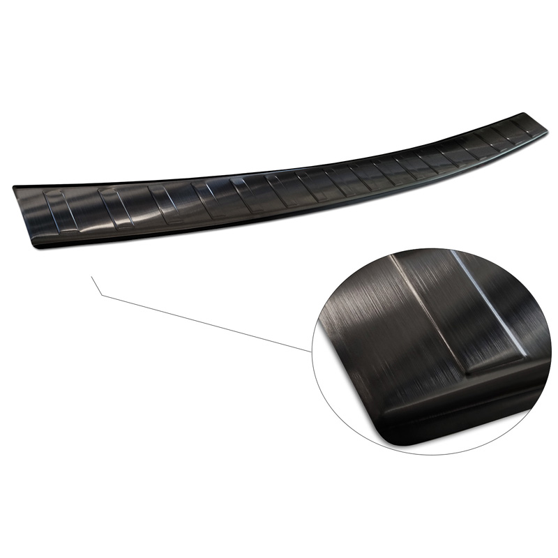 Black Stainless Steel Rear bumper protector  Skoda Fabia IV Hatchback 2021- 'Ribs'