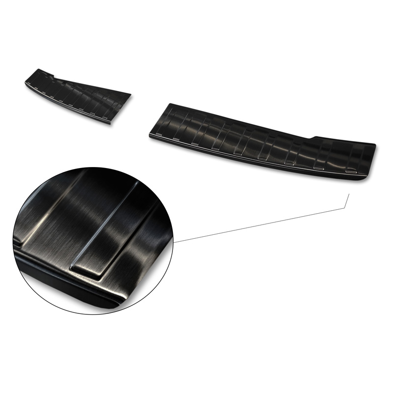 Black Stainless Steel Rear bumper protector  Dacia Sandero III 2020-2022 & Facelift 2022- incl. Stepway 'Ribs' (2-pieces)