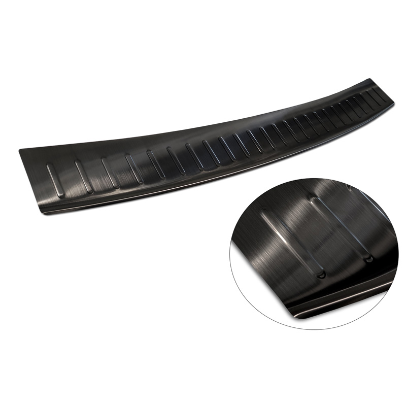 Black Stainless Steel Rear bumper protector  Skoda Yeti 4x4 Outdoor version/Adventure 2013-2015 & Facelift 2015-2017 'Ribs'