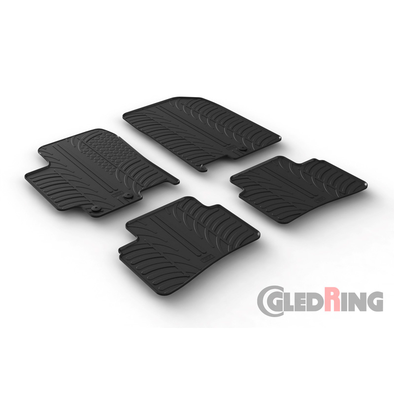 Rubber car mats set  Kia Rio 1/2017- & Kia Stonic 10/2017- (T profile 4-pieces + mounting clips)