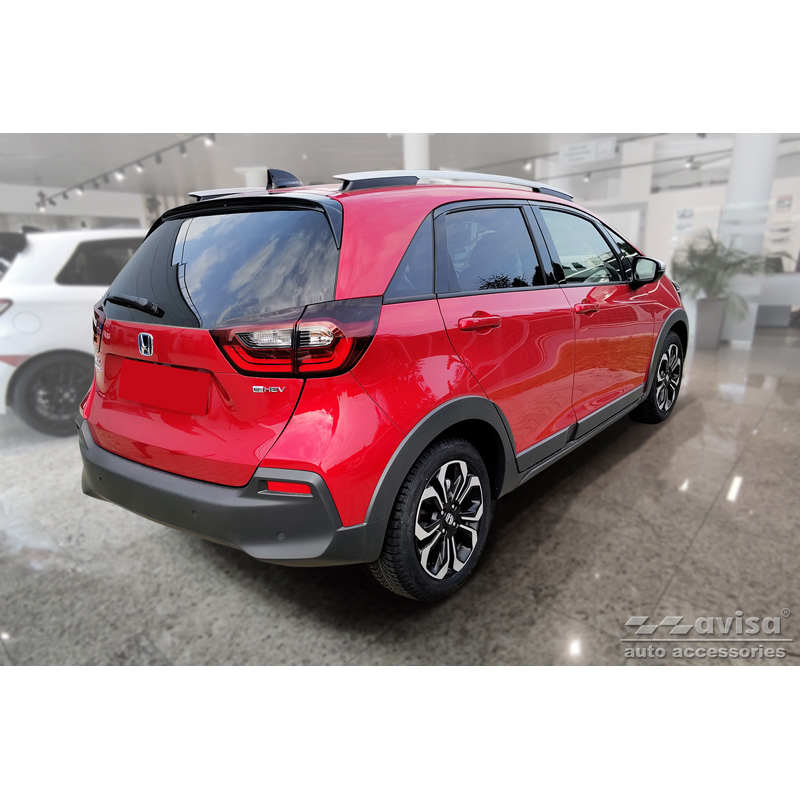 Black Inox door sill protectors  Honda Jazz Crosstar 2020- 'Lines' - 4-pieces