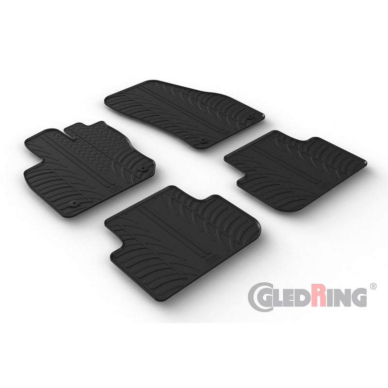 Rubber car mats set  Volkswagen Tiguan III (CT1) 2024- (T profile 4-pieces + mounting clips)