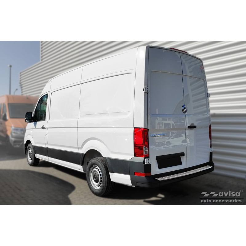 Stainless Steel Rear bumper protector  Volkswagen Crafter & MAN TGE 2017- 'Riffled' ('XL'-version)