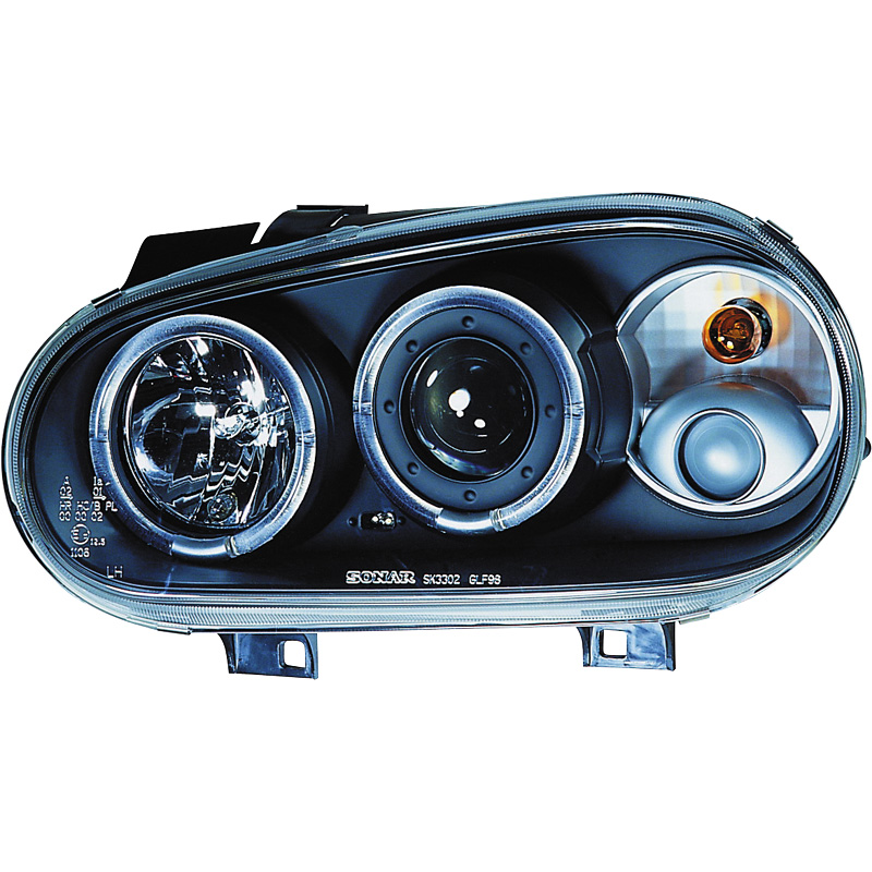 Set Headlights  Volkswagen Golf IV 1998-2003 - Black - incl. Halos