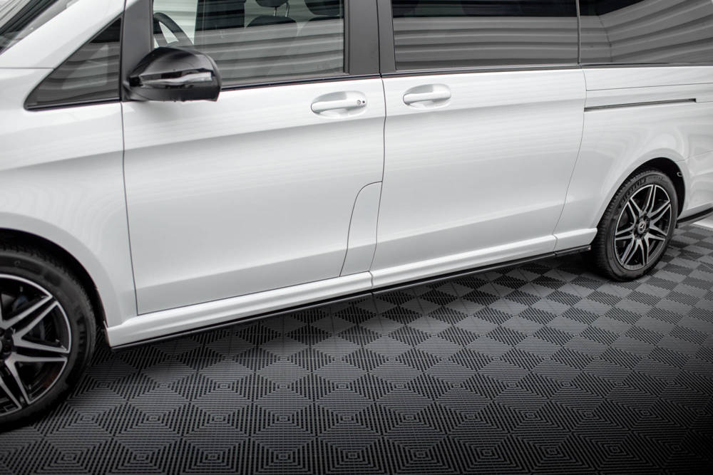 Zijskirts passend voor Mercedes-Benz V-Class Extra Long AMG-Line W447 Facelift 2019 - Maxton Glans Zwart