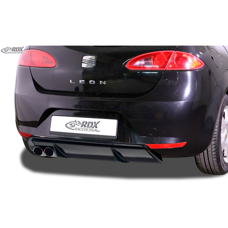 Rear bumper skirt 'Diffuser'  Seat Leon 1P 2005-2008 excl. FR/Cupra (ABS glossy black)