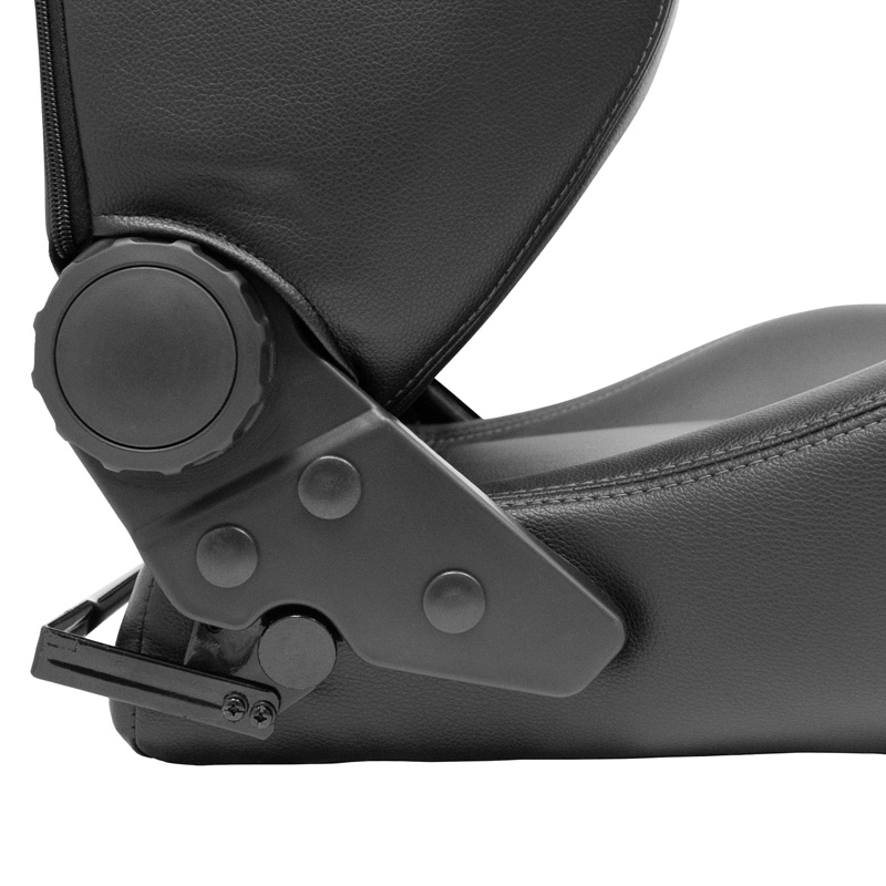 Sport seat 'VGR' - Black Synthetic leather + Silver stitching - Dual-side reclinable back-rest - incl. slides
