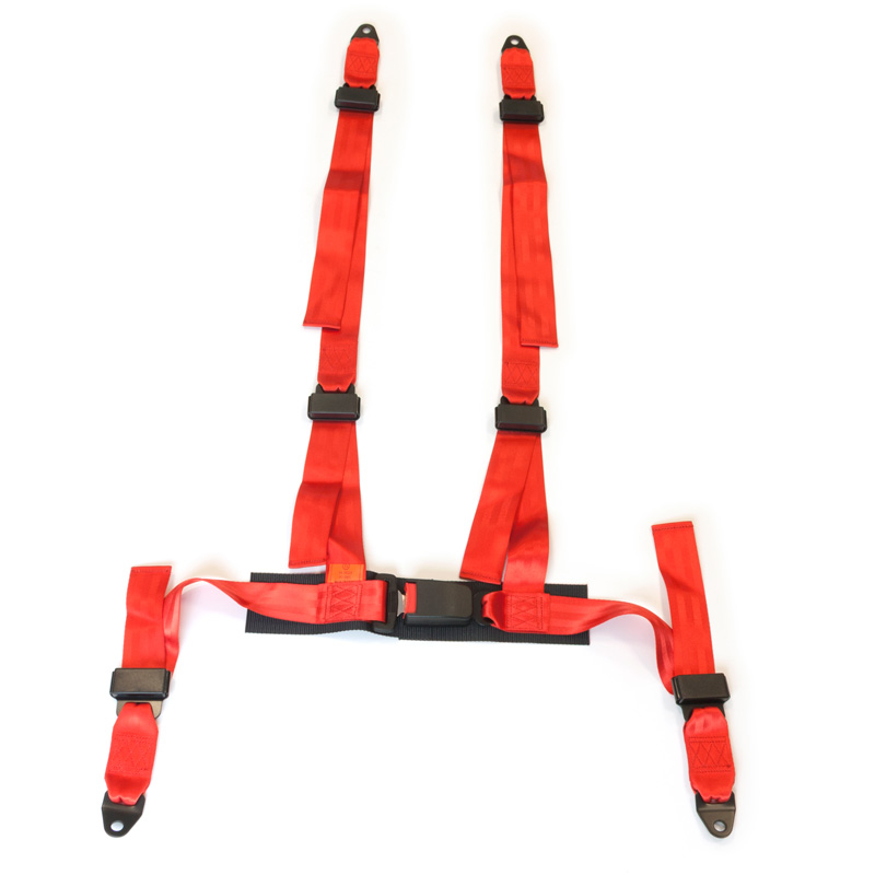 Racing Seat Belt 4-Point Red + E-mark (2-inch)