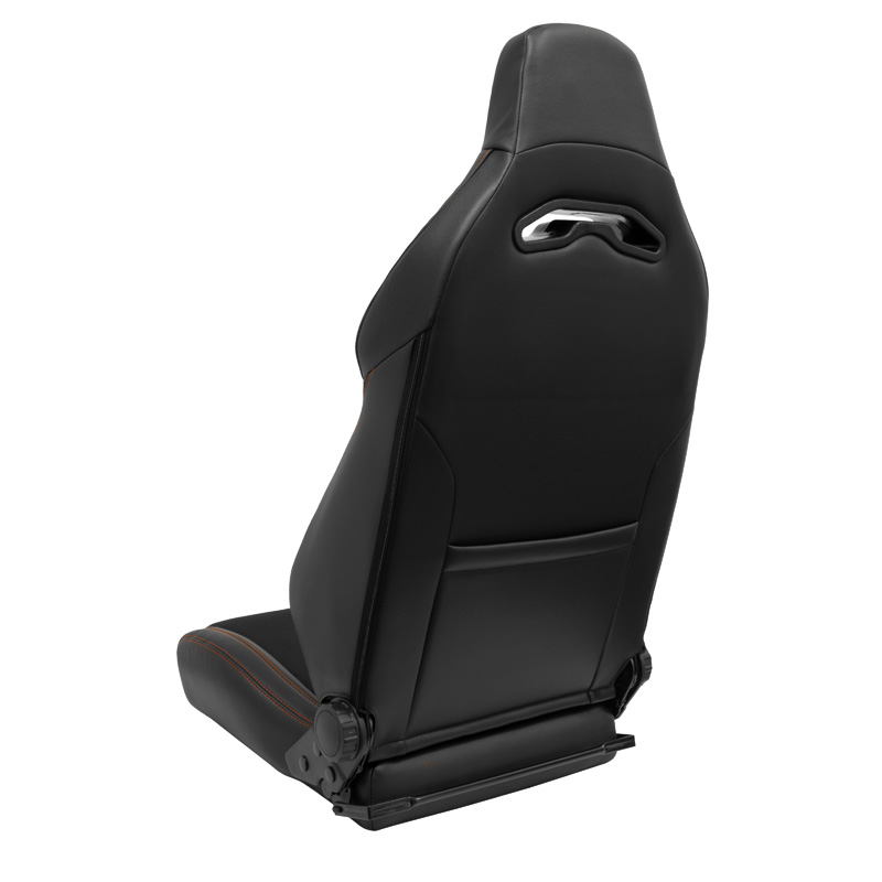 Sport seat 'VGR Premium' - Black leather & alcantara + Red stitching - Dual-side reclinable back-rest - incl. slides