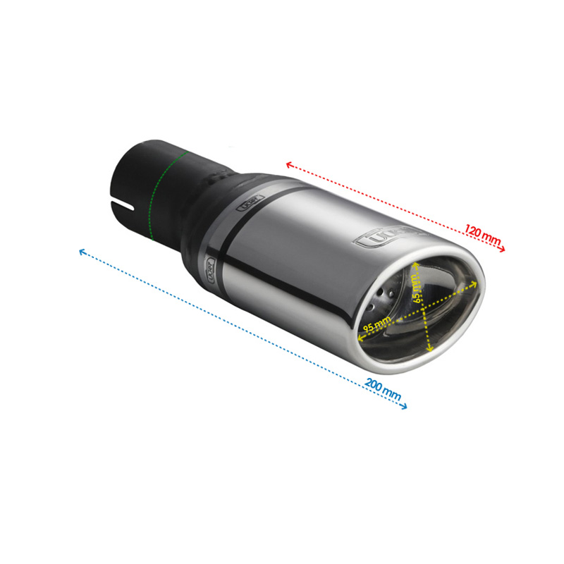 Ulter Sport Exhaust finisher - Oval 95x65mm - Length 120mm - Installation ->50mm - Inox