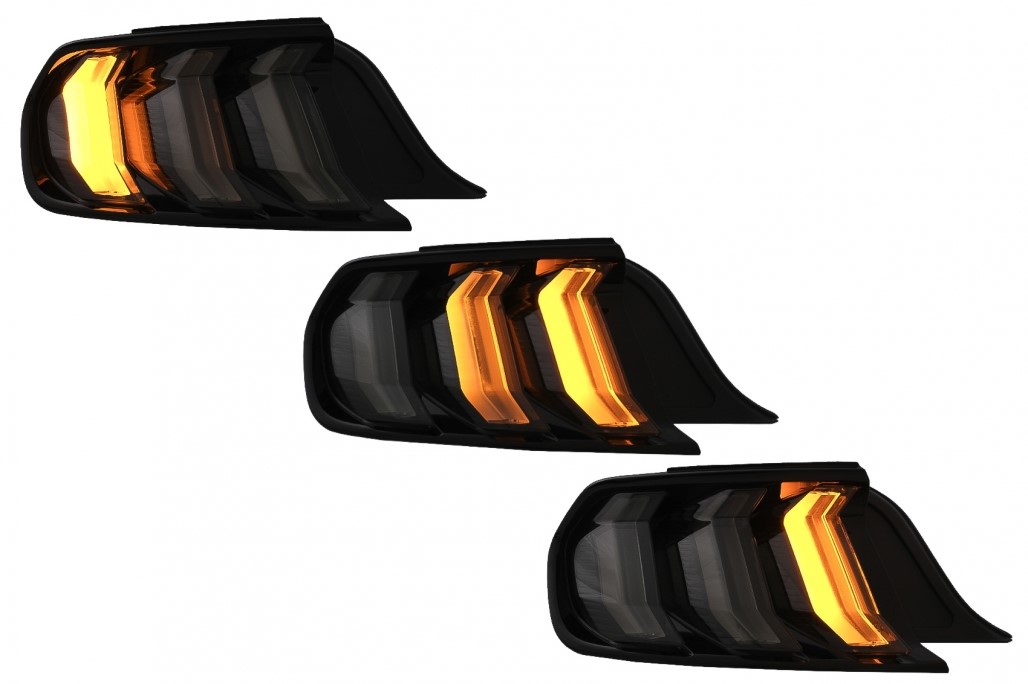 Full LED Taillights suitable for Ford Mustang VI S550 (2015-2022) Black with Dynamic Sequential Turning Lights