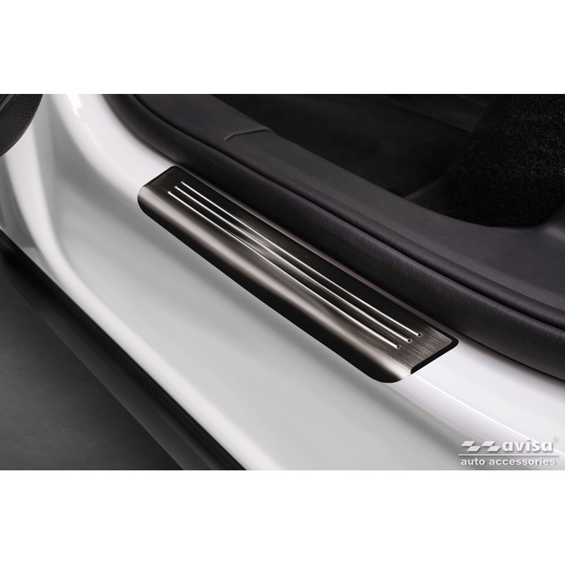 Black Inox door sill protectors  Volkswagen ID.5 2021- - 'Lines' - 4-pieces