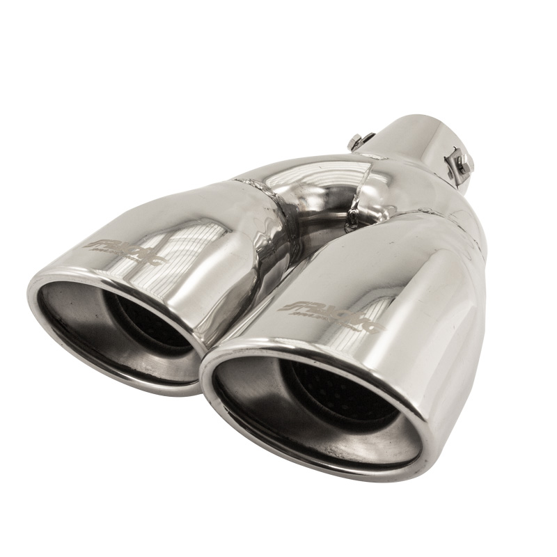 Simoni Racing Exhaust Tip Double Oval/Slanting Inox - 167x67xL220mm - Installation 37->57mm - Left