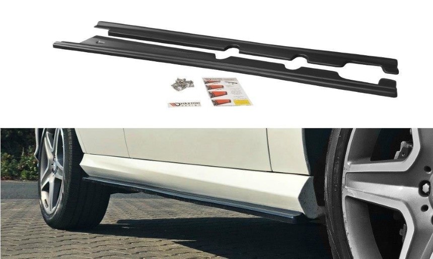 Zijskirts passend voor Mercedes GLE W166 AMG-Line Maxton Design glans zwart