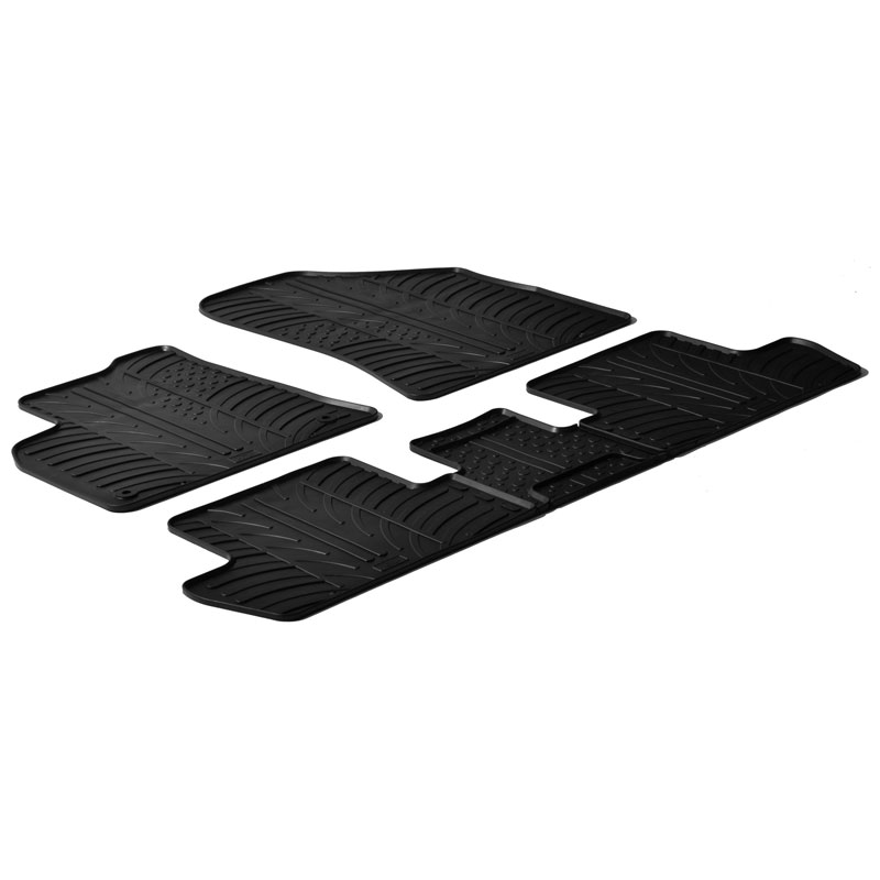 Rubber car mats set  Peugeot 3008/5008 2009-2016 (T profile 5-pieces + mounting clips)