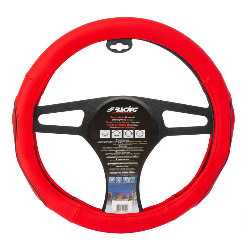 Simoni Racing Steering Wheel Cover Pretty - Red Ecoleather - 37-39cm