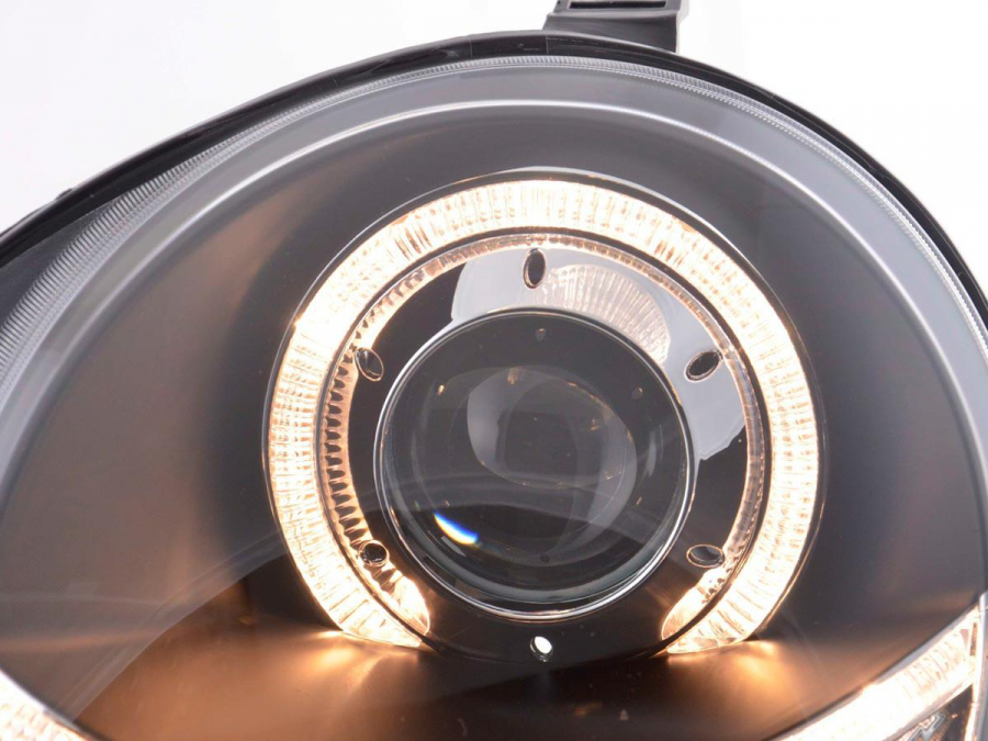 Headlights VW Polo 9N 01-05 Angel Eyes Black