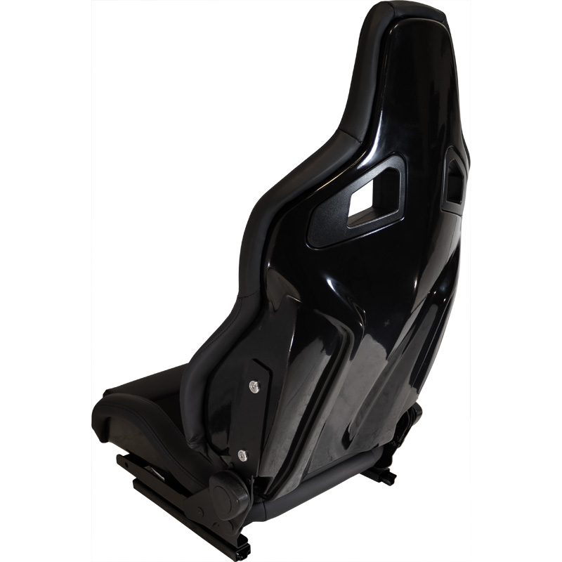 Sport seat 'NK Premium' - Black Suede + Black PVC leather - Dual-side reclinable fibreglass back-rest - incl. slides