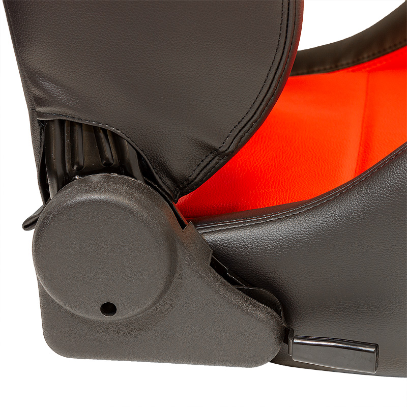Sport seat 'Eco' - Black/Red Synthetic leather - Right-side reclinable back-rest - incl. slides