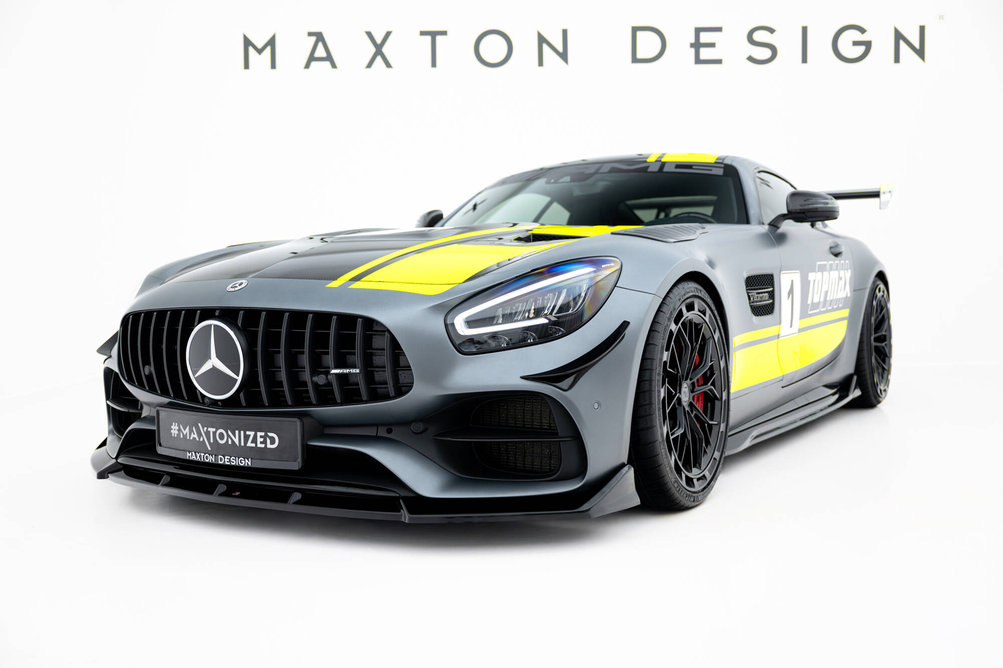 Voorspoiler passend voor Mercedes-AMG GT C C190 Facelift Maxton Glanzend zwart