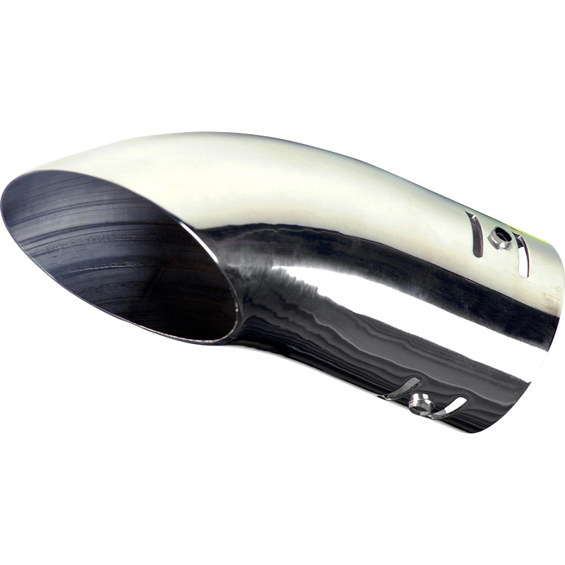 Exhaust finisher Steel/Chrome - curved 63x70mm - length 170mm
