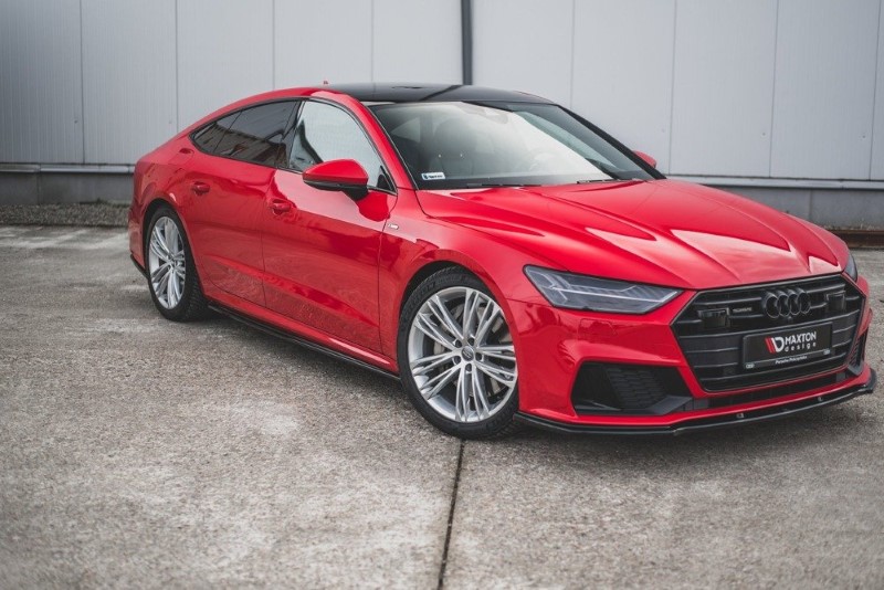 Zijskirts passend voor Audi A7 C8 S-Line Maxton Glanzend Zwart