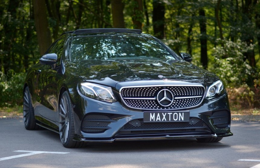 Voorspoiler passend voor Mercedes E W213 Coupé AMG-Line Maxton Design glans zwart V.2