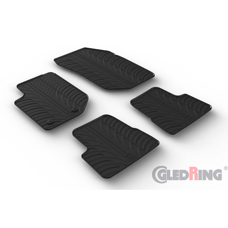 Rubber car mats set  Jeep Avenger (J2) (petrol) 2023- (T profile 4-pieces + mounting clips)