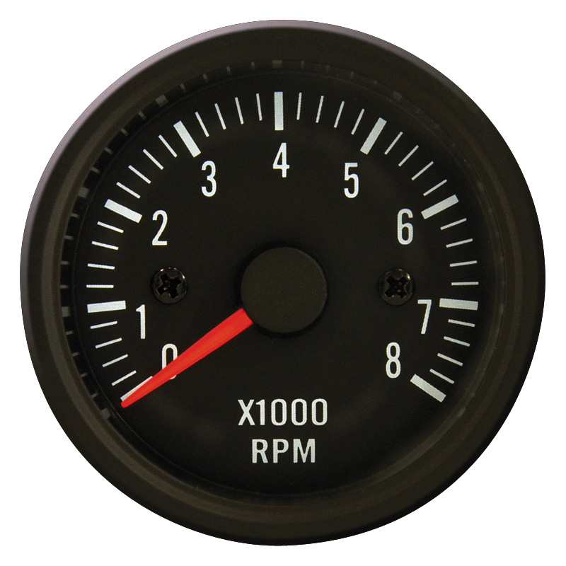 Performance Instrument Black Tacho >8000rpm 2/3/4/5/6/8 cyl. 52mm