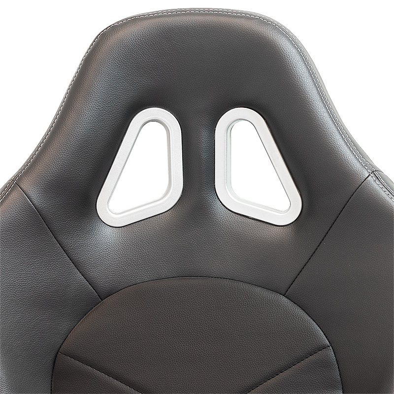 Sport seat 'TN' - Black Synthetic leather + Silver stitching - Dual-side reclinable back-rest - incl. slides