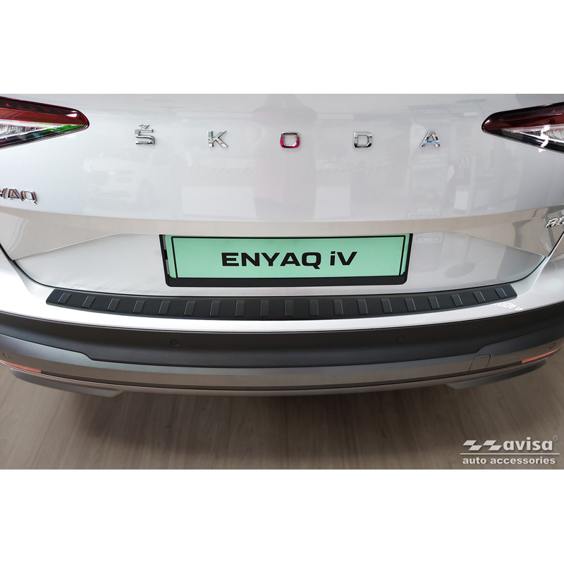 Matt Black Stainless Steel Rear bumper protector  Skoda Enyaq iV / Enyaq Coupe iV 2022- 'Ribs'