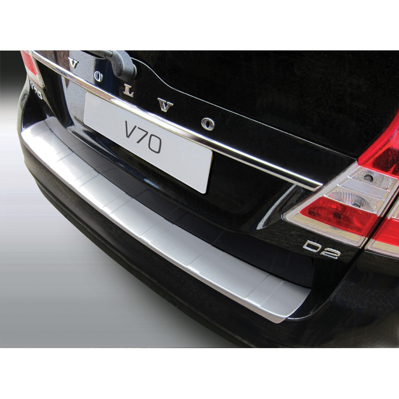 ABS Rear bumper protector  Volvo V70 2013-2016 (excl. XC70) 'Ribbed' 'Brushed Alu' Look