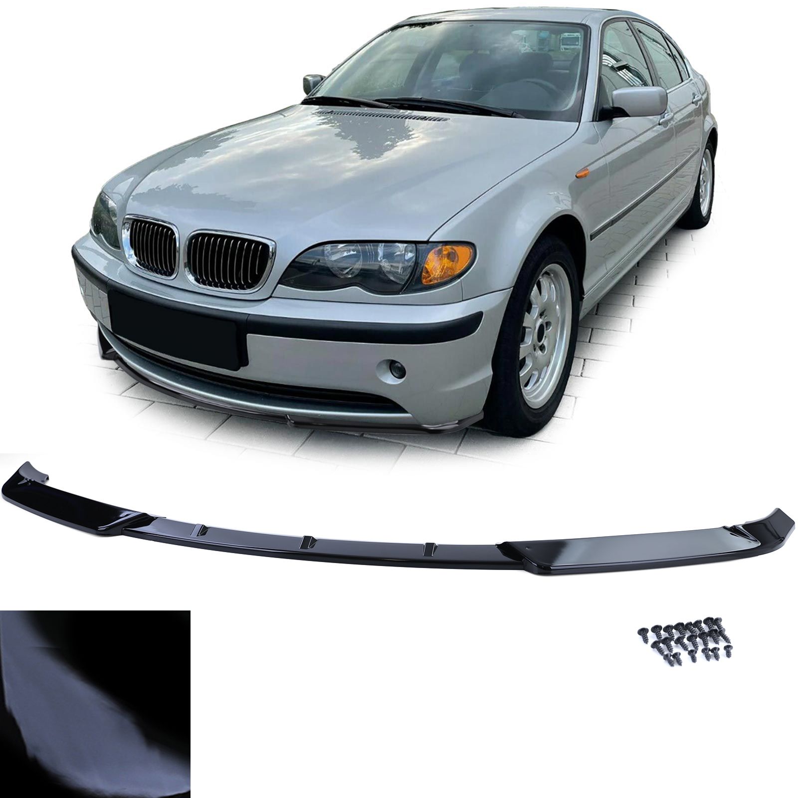 Voorspoiler passend voor BMW 3 Series E46 Sedan Touring (1998-2004) Glans Zwart