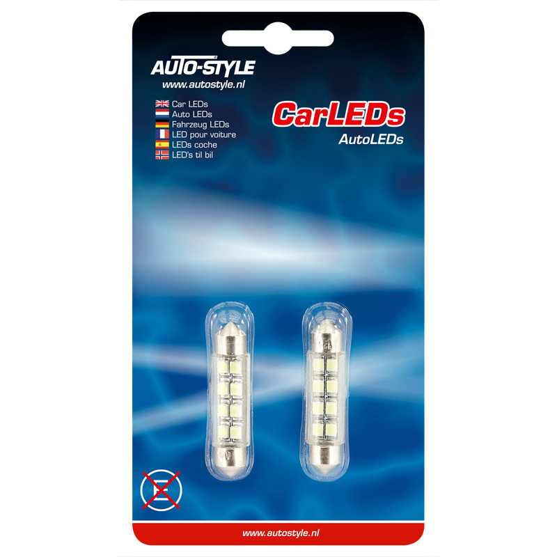 8Q LED/SMD Festoon Bulbs White 42x10mm, Set of 2 pieces