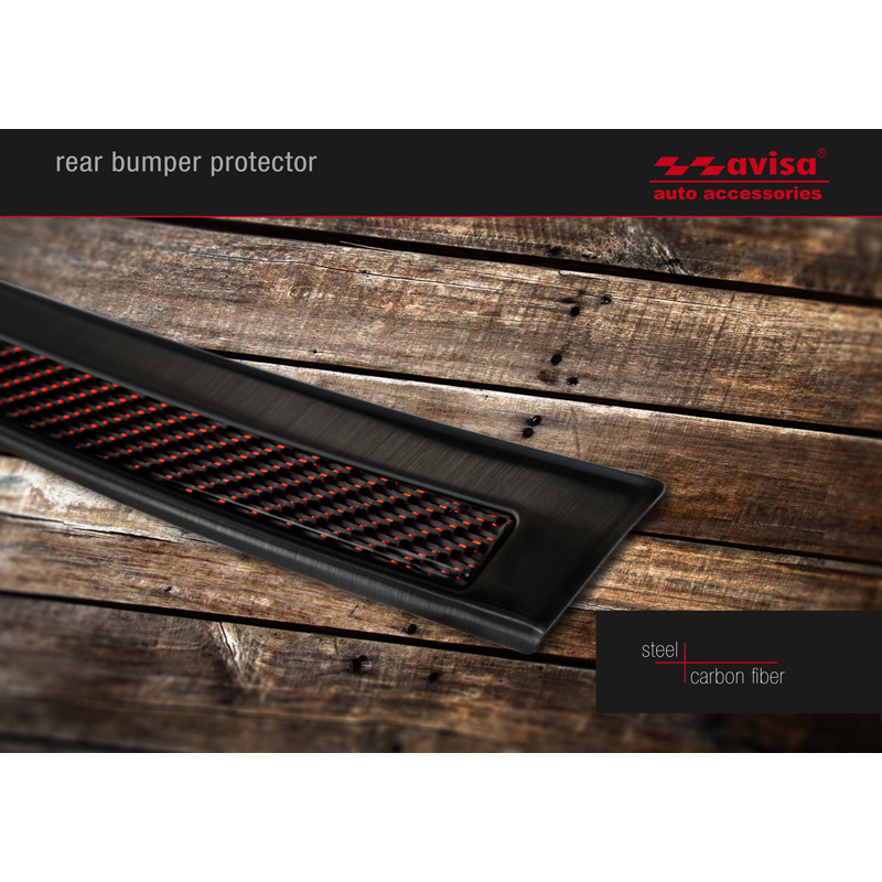 Stainless Steel Rear bumper protector 'Deluxe'  Volvo XC90 2015-2019 & all Facelift models Black/Red-Black Carbon