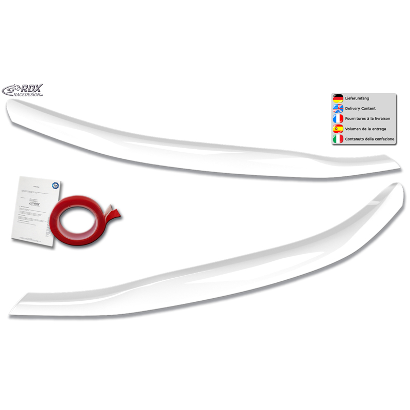 RDX Head light spoilers  Ford Transit Custom & Tourneo Custom (V710) 2023- (with Halogen) (ABS Gloss White)