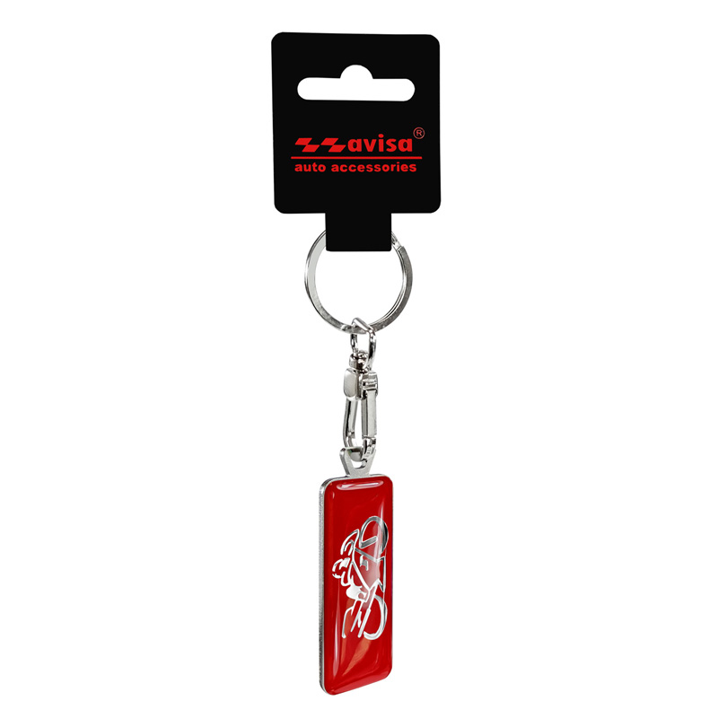 Stainless steel key chain - 'Moto' Red
