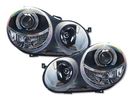 Headlights VW Polo 9N 01-05 Angel Eyes Black